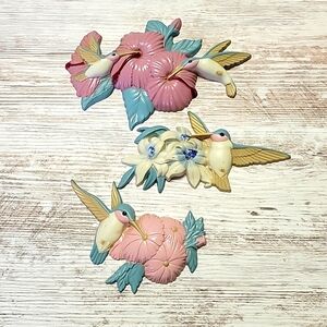 Vintage Burwood Hummingbird Wall Decor 3 piece Set